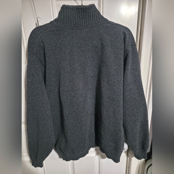 Oscar de la Renta Men's XXL Tight-Knit Pullover Sweater 1/4 Zip Mock Neck Gray - Picture 7 of 9